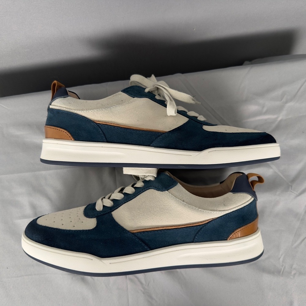 Johnnie-O Topspin Court Sneakers Mens 9 Navy White Leather Suede Casual Shoes - Picture 6 of 11